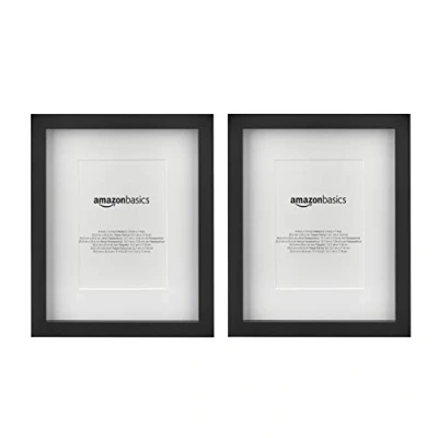 Image de Amazon Basics Rectangulaire Cadre photo avec passe partout, 20 x 25 cm intérieur 13 18 cm, Lot de 2, Noir