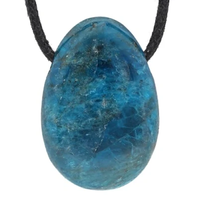 Image de Lebensquelle Plus Pendentif en forme de goutte d&#039;apatite Avec cordon coton Pierre précieuse qualité supérieure, semi naturelle, Apatite