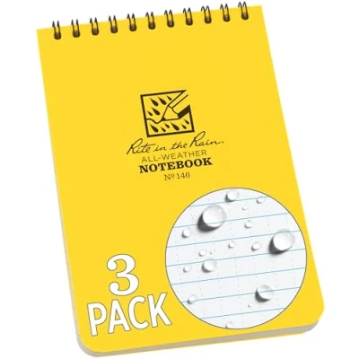 Image de Rite in the Rain toutes saisons Top spiral ordinateur portable Motif, 10,2 x 15,2 cm, universel, Lot de 3 spirale 4&quot; 6&quot; Yellow Cover