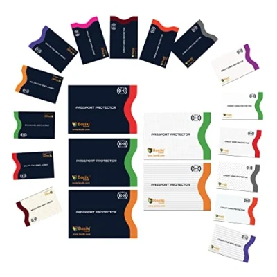 Image de Boxiki Travel Lot de 15 étuis pour Cartes RFID Blocker Étui Protection Carte EC, étui crédit NFC Blocker, 12 x Porte et 3 Passeport