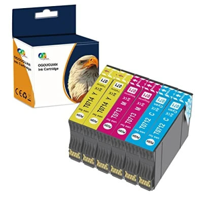 Image de OGOUGUAN T0715 Cartouche d&#039;encre Compatible pour Epson T0711 T0712 T0713 T0714 avec Stylus SX200 SX215 SX218 SX400 SX415 SX510W SX515W DX4450 DX5050 DX6000 DX8450(2 Cyan, 2 Magenta, Jaune.)