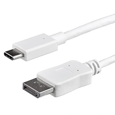 Image de StarTech.com Câble Adaptateur USB C vers DisplayPort 1.2 4K 60Hz 1m DP HBR2 Vidéo Type Alt Mode Moniteur Thunderbolt 3 Blanc (CDP2DPMM1MW)