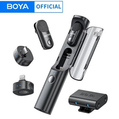 Image de BOYA Magic Microphone sans Fil (Support Non Inclus), à Clip, Main, de Bureau, Micro Cravate avec Prise USB C, pour iPhone 15/16, Mini Lavalier Streaming, Vlogging
