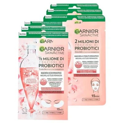 Image de Garnier SkinActive Masque Yeux Réparateur en Tissu avec Fractions de Probiotiques 3 Applications + Visage