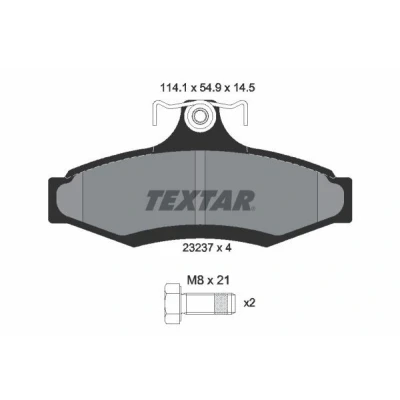 Image de TEXTAR 2323701 Jeu de plaquettes frein non préparé pour indicateur d&#039;usure avec vis d&#039;étrier accessoires SSANGYONG: Musso SUV
