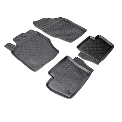 Image de Recambo Tapis de sol en caoutchouc 3D compatible avec Citroën C4 Type LC année construction 2004 2010 voiture Ajustement parfait rebord Noir