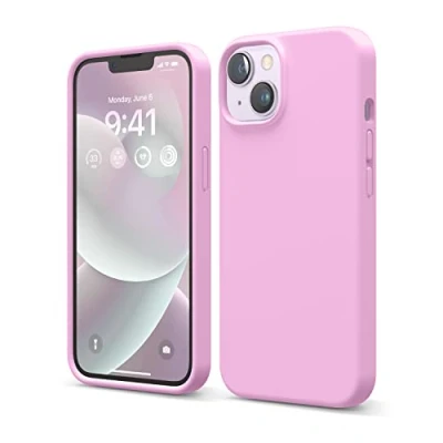 Image de elago Coque Silicone Liquide Compatible avec iPhone 14 Étui (6.1), Premium, Housse Protection Complète Case Antichoc à 4 Structure, Microfibre Douce Empêche Rayures (Rose Vif)