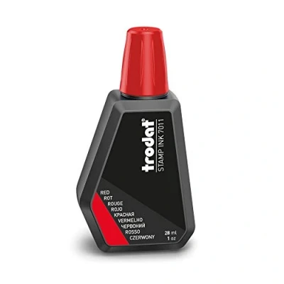 Image de Trodat flacon d&#039;encre Rouge 7011C pour recharger les tampons encreurs 28 ml, encre à base d&#039;eau marquer documents empreintes nettes et propres bouchon refermable