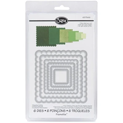 Image de Sizzix 18657566 Big Shot Squares Dentelle Framelits Set de 6 Matrices Découpe pour Machine Plastique Multicolore 16 x 1 25 cm