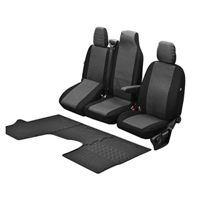 Image de Housses de siège Hero et tapis sol en caoutchouc compatibles avec Renault Trafic à partir 2014 Un seul ensemble