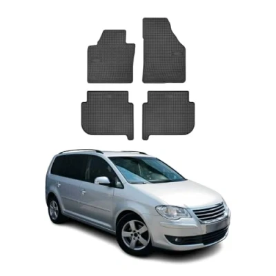 Image de Tapis de Sol Compatible avec VW Touran 2003 2010 Caoutchouc Noir