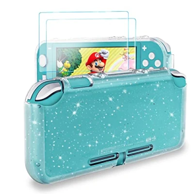 Image de DLseego Coque Compatible avec Switch Lite 2019, Crystal Glitter Bling Étui Souple en TPU Absorption Anti Rayure Conception pour Case + [2 Pack] Protecteurs D&#039;écran Verre Trempé