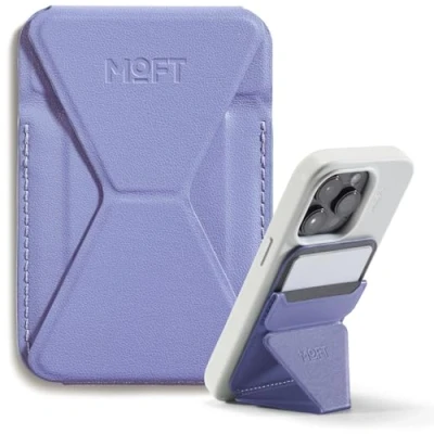 Image de MOFT Porte Carte Adhésifs pour iPhone 16/15/14/13, Compatible avec MagSafe, Support Telephone en Cuir MOVAS, 3 Angles, 2 Cartes, Poignée Smartphone, Léger, Pliable et Portable (Lavande)