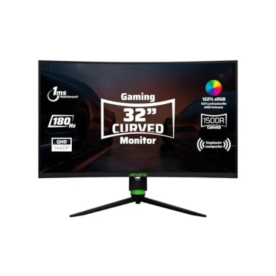 Image de Aryond A32 V2 Gaming Curved Monitor, 32&quot; 180Hz QHD (2560x1440) Display 1ms, ratio HDR 10 FreeSync et G Sync 122% SRGB, écran PC, port HDMI