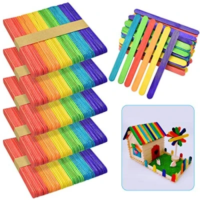 Image de LYTIVAGEN 300Pcs Bâtonnets Bois Loisirs en Artisanat Bâtons d&#039;artisanat Coloré Naturel pour Travaux Manuels et Maison DIY Trauveau (114 * 10 2mm)