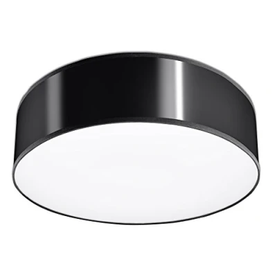 Image de SOLLUX lighting Arena 35 Plafonnier Rond, Design Minimaliste et Moderne, Ampoule E27 (LED) Remplaçable, 1 x 60 W, Nettoyage Facile, Fabriqué en PVC, 11 cm, Noir