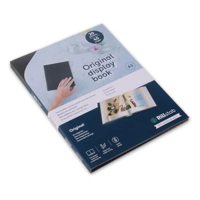 Image de Rillstab Livre d’affichage original (20 pochettes transparentes) Brochure A5 à anneaux et Dossier de présentation projet pour réunions conférences poche transparent en poly Noir