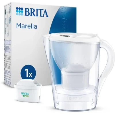 Image de Carafe filtrante pour l&#039;eau Brita 1051118 marella blanc 1 filtre à eau maxtra pro all in inclus