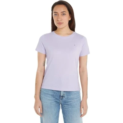 Image de Tommy Jeans T Shirt Manches Courtes Femme Soft Jersey Tee Col Ras du Cou, Jaune (Lemon Zest), M