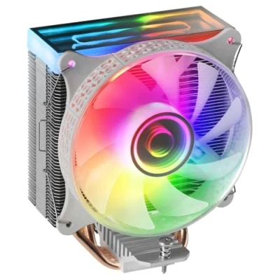 Image de Mars Gaming MCPU VR, Dissipateur CPU, Dual Infinity Mirror ARGB, 4 Heatpipes HCT, TDP 180W, Ventilateur PWM 120mm Ultra Silencieux, Blanc