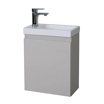Image de Meuble Lave Mains Lisa Gris Sable + Robinet chromé
