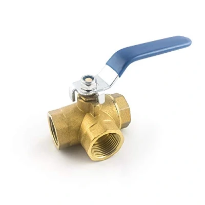 Image de QWORK® Robinet à boisseau sphérique 3 voies (orifice en T) série, poignée levier, femelle DN15 1/2&#039;&#039; laiton forgé
