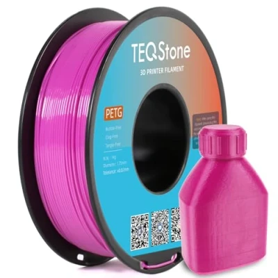 Image de TEQStone Filament PETG 1,75 mm Rose 1KG, Précision Dimensionnelle +/ 0,02 Bobine Proprement Enroulé, pour imprimante 3D Emballage Sous Side