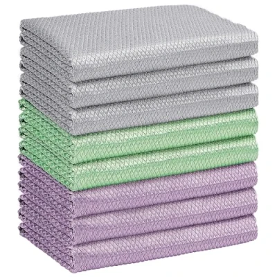Image de HOMEXCEL Lot de 6 Chiffons Nettoyage en Microfibre Non Pelucheux pour fenêtres, Lunettes, miroirs, écrans, Acier Inoxydable, 30 x cm