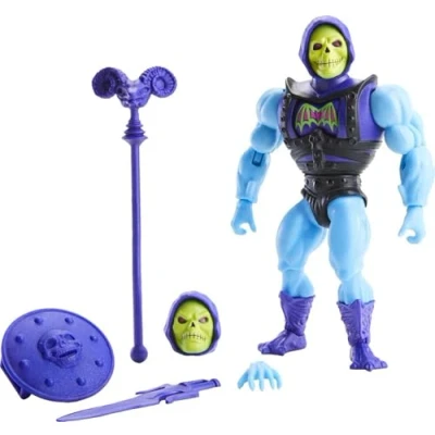 Image de Maîtres de l’Univers Origins Deluxe, figurine articulée Skeletor en tenue combat avec accessoires, jouet pour collectionneurs et enfants dès 6 ans, GVL77