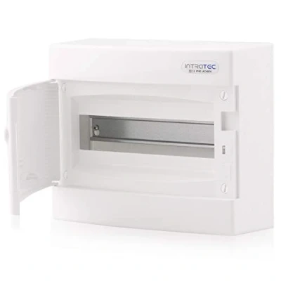 Image de Intratec coffret de distribution en saillie, IP40 Boîtier intérieur, avec porte blanche pour installation pièce sèche, 1 rangée, 12 modules, 236 x 215 112 mm, Blanc