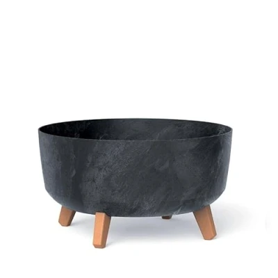 Image de Prosperplast DGRL400LE Pot de Fleurs avec Pieds 20,7 x Ø 38 cm en béton Effect Gracia Anthracite