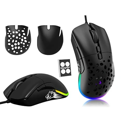 Image de souris G Pro Gaming Wired Mouse, jusqu&#039;à 12 000 de jeu DPI, O model RVB Mouse Gaming, 7 boutons programmables, Honeycomb Shell Optical Super Light Gamer MICE MAISE Black