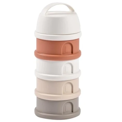 Image de BÉABA, Boite doseuse de Lait en Poudre Empilable, 100% Hermétique, 4 Compartiments, Made in France, Grande contenance, Usage Evolutif, Facile à transporter, Beige/Terracotta
