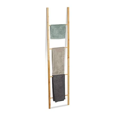 Image de Relaxdays porte serviettes pliable en bambou avec 4 barres à poser Aspect naturel 180 x 42 2 cm