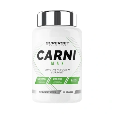 Image de Superset Nutrition Carni Max (60 caps) Idéal pour la combustion des graisses 682 mg de L carnitine par dose + Choline
