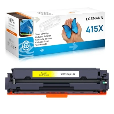 Image de LOSMANN 415X Toner Compatible avec HP 415A W2032X W2032A Cartouche de Remplacement pour Color Laserjet Pro MFP M479fdw M479fnw M479fdn M479dw M454dn M454dw M479 M454 M480f (Jaune)