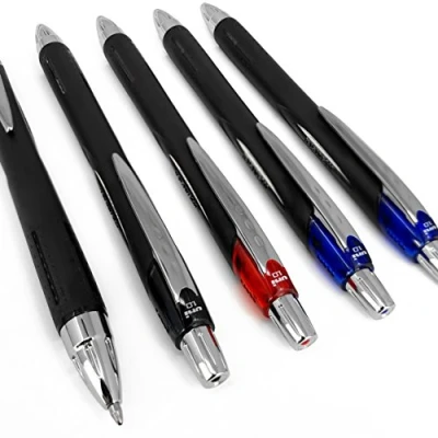 Image de uni ball Jetstream SXN 210 1.0mm Lot de 5 stylos roller rétractables [2 noirs, 2 bleus, 1 rouge]
