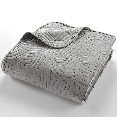 Image de douceur d&#039;intérieur, Couvre Lit Matelassé (220 x 240 cm) Solange Gris, Velours Uni