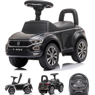 Image de Porteur Enfant 1 an VW voiturette, Interactive avec klaxon et Sons de Moteur Push Car (Noir)