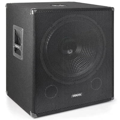 Image de VONYX SWA18 Caisson de Basse Amplifié 1000W Subwoofer pour DJ 18&quot;, Insert Pied d&#039;Enceinte, Réglages Le Son, la Fréquence et Phase, Solide Facile à Transporter