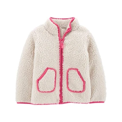 Image de Simple Joys by Carter&#039;s Sherpa Jacket Veste, Rose/Beige, 12 Mois Fille