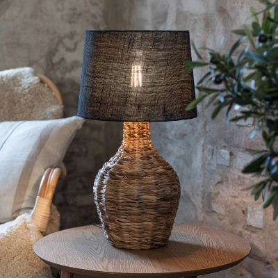 Image de Markslöjd Lampe de table Paglia, naturel/noir, rotin/jute, hauteur 58 cm