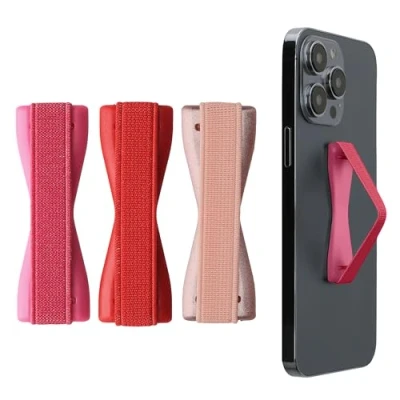 Image de kwmobile 3X Support Doigt Smartphone Accessoire pour téléphone Portable Sangle poignée Dos Or Rose métallique Rouge foncé