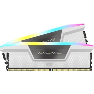 Image de CORSAIR Vengeance RGB DDR5 RAM 32Go (2x16Go) 6400MHz CL36 48 104 1.35V AMD Expo Intel XMP 3.0 Mémoire pour Ordinateur de Bureau Blanc (CMH32GX5M2B6400Z36W)