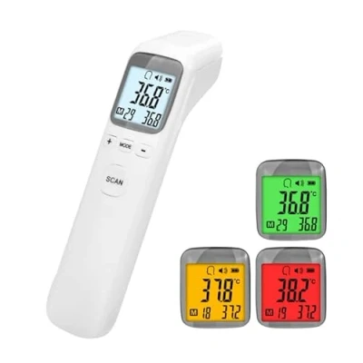 Image de Thermomètre numérique infrarouge sans contact pour adultes et bébés avec alarme de fièvre, écran LCD, lecture précise fonction mémoire