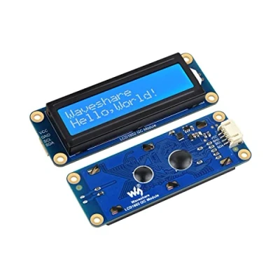Image de Waveshare 1602 LCD I2C Display Module, Couleur Blanche avec Fond Bleu 16x2 Caractères pour Raspberry Pi/Raspberry Pi Pico/Jetson Nano/ESP32/Arduino, Compatible 3.3V/5V