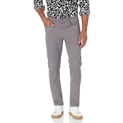Image de Amazon Essentials Pantalon en Sergé Stretch 5 Poches Coupe Ajustée Homme, Gris Foncé, 31W / 32L