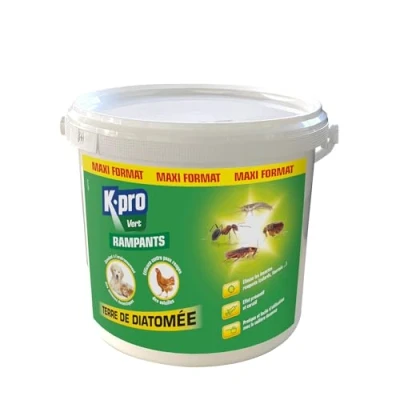 Image de K.PRO Terre de Diatomée Maxi Format 1kg Elimine les insectes rampants (fourmis, cafards, puces) Préventif et curatif Efficace contre le poux rouges des volailles intérieur extérieur