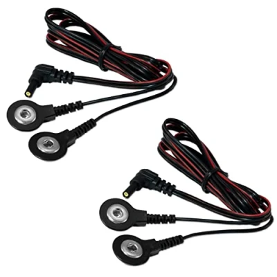 Image de 2 cables de Connexion axion compatibles avec électrostimulateur SANITAS (SEM 42/43/44/50) à bouton pression 3,5 mm Electrostimulation TENS &amp; EMS