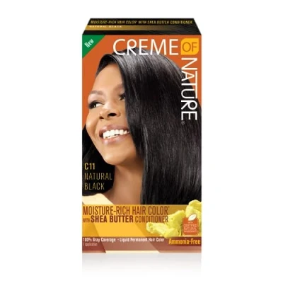 Image de Creme of Nature Coloration riche en humidité avec après shampoing au beurre de karité C11 noir naturel